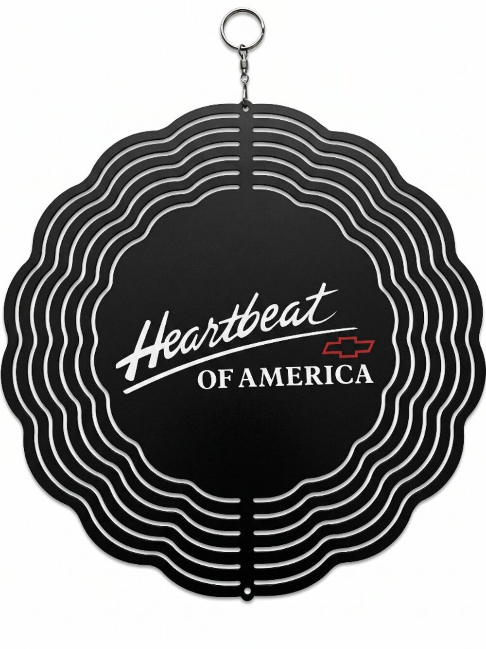 10" Chevy Heartbeat of America Kinetic Wind Spinner - Black Metal Yard Decor